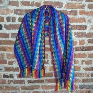 myE Alpaca 23" x 58" (64" including Fringe) Multicolor‎ Rainbow Scarf w/ Fringe